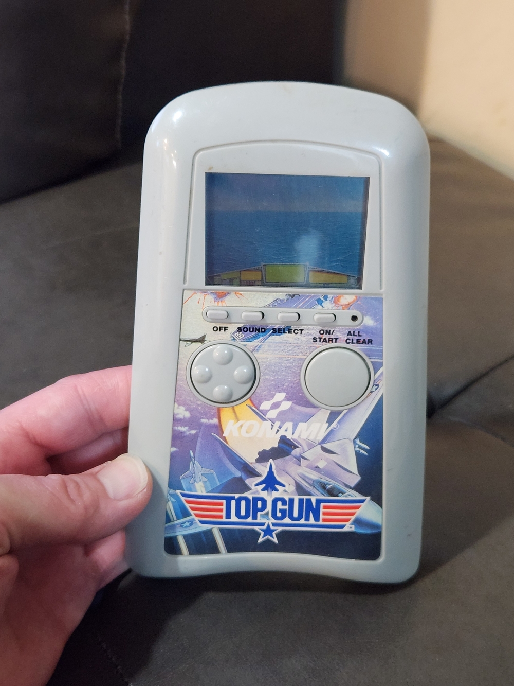 1989 Konami Top Gun Handheld Game Console - Light Gray Works!